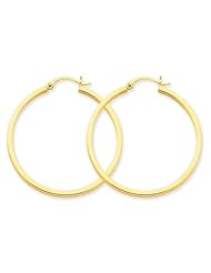 2mm, 14k Yellow Gold Square Tube Hoop Earrings, 40mm (1 1/2")