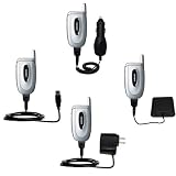 Road Warrior Kit for the Samsung SGH-X450 includes a Car & Wall Charger AND USB cable AND Battery Extender - Gomadic Brand w/ TipExchange Technology