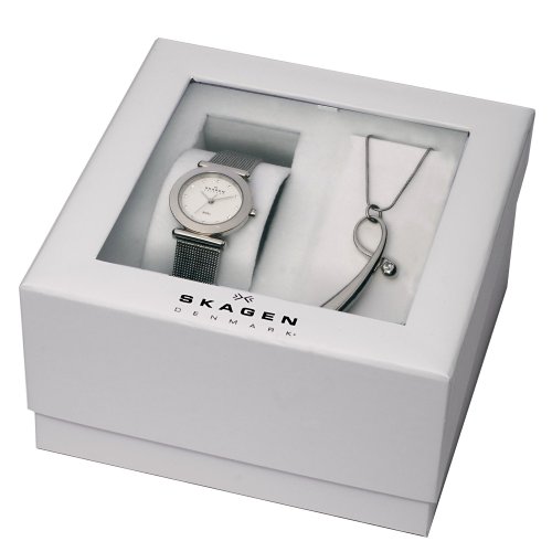 Skagen Denmark Womens Watch Mesh Glitz Gift Set #107sssd-neck Set