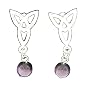 Trinity Knot Dangle Purple Star Dust Bead Design Post Earrings