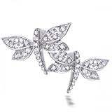 Bling Jewelry Sterling Silver Pave CZ Dragonfly Stud Earrings