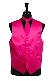 Classy Men's Hot Pink Vest, Tie and Hanky 3 Piece Set