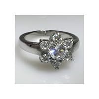 316L stainless steel ring with 7 hand set cubic zirconia stones - Flower (Size 7)stone - Width: 7mm (Sizes 8-12)