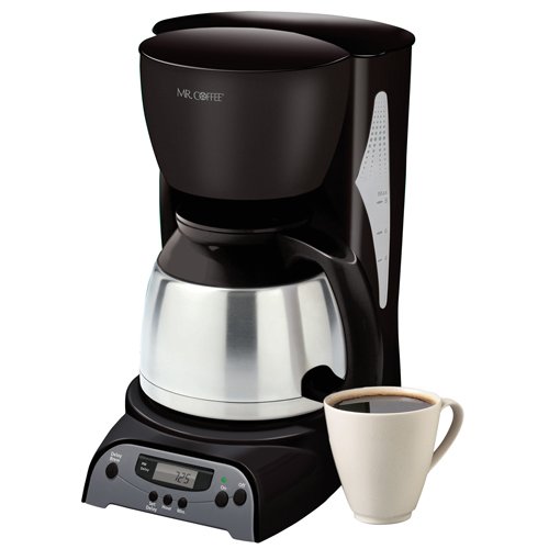 Mr. Coffee DRTX85 8-Cup Programmable Coffeemaker with Thermal Carafe, Black and Stainless Steel