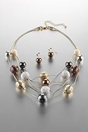 Per Una Metallic Ball Treasure Necklace Earrings Set