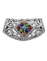 Sterling Silver Multicolored Diamond Center Tube Pendant