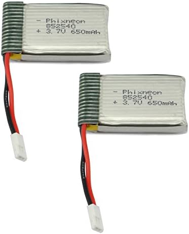Phixneon 3.7V 650mAh Lipo Rechargeable Battery Replacement for RC Quadcopter Drone Syma X5C M68, Integrated Protection Circuit, Pollution-free and Easy install (2PCS)