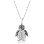 10k White Gold and Black Rhodium Black and White Diamond Penguin Pendant (1/2 cttw)