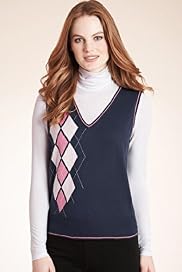 Pure Cotton Asymmetric Argyle Golf Tank Top