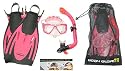 KIDS BODY GLOVE Silicone Purge Mask, Dry Snorkel , Fins, Bag, Kids,Children, Girls, Boys, Blue Pink L Xl Xlarge Large