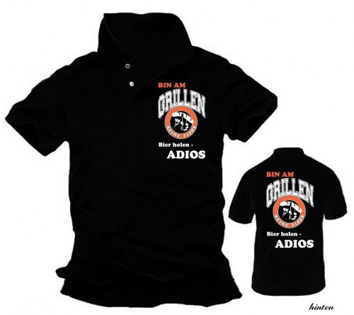 Coole-Fun-T-Shirts Poloshirt Bin Am Grillen - Bier Holen - Adios - VO+HI Grill, schwarz, X Preisvergleich