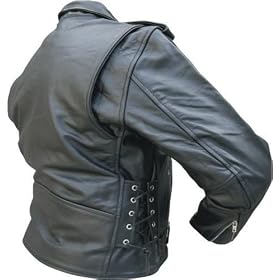 Men's Black Genuine BUFFALO Leather Motorcycle Biker Jacket ZIPOUT lining & SIDE-LACES Sizes 36-66