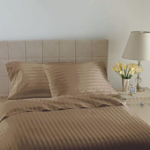 Hotel Luxury Reserve Collection 600 Thread Count Sheet Set - King-(Latte-Stripe)