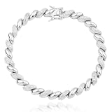 Platinum Plated Sterling Silver Diamond Accent Line Bracelet, 7.25"