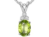 1.06 cts Genuine Peridot and Diamond Pendant - 14kt White or Yellow Gold