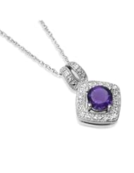 Amethyst and Diamond Pendant-Necklace in Sterling Silver 18in. Chain (1 1/4ct tgw)