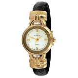 Peugeot Womens 780BK Gold-Tone Black Leather C