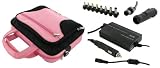rooCASE 4n1 Combo - Gateway EC1436u 11.6-Inch with AC and DC Adapter Charger Home / Car / Airplane - Pink / Black Deluxe Bag