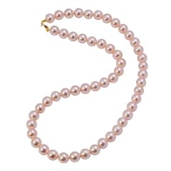 Bella Donna Damen-Collier Muschelkerne 333 Gelbgold Muschelkern-Kugeln 8 mm rose-farben 45 cm 656260