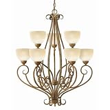 Canyon Ridge Nine Light Chandelier in Antique Gold