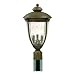 Westinghouse 69553 Takona Park Three-Light Exterior Post Top Fixture, Florentine Bronze with Clear Crystal Ribbed Globe