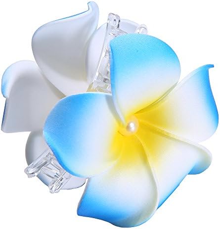 OUYAD 7CM Plumeria Foam Flower Hair Claw With Pearl Blue Color