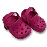 Infant Toddler Girl's Hot Pink Clogs with Heart Shaped Perforations