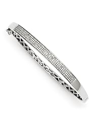 Sterling Silver Diamond Hinged Bangle Bracelet