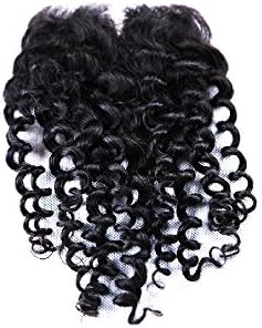 ShowLife Full Top Lace Closure Hair Middle Part 4"x 4" Kinky Curly Wave Length 8-18 Inch 40gram Malaysian Virgin Hair Queen Hair Natural Color (8")