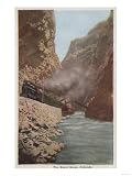 Royal Gorge, CO - View of Train Alongside River Giclee Poster Print, 24x32