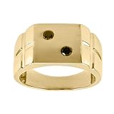 10k Yellow Gold Men's Black Diamond Lucky #2 Dice Ring (1/4 cttw)