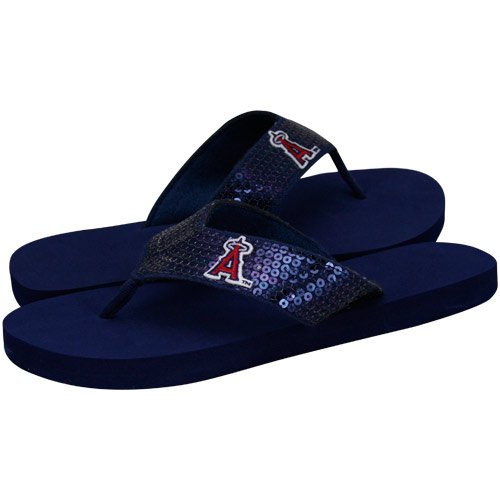 Los Angeles Angels of Anaheim Ladies Navy Blue Sequin Strap Flip Flops (9/10)