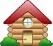 Real Estate Wall Decals - Log House Red Roof - 36 inch Removable Graphic
