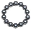 14mm Coated Silver-Grey Mother of Pearl Beaded Stretch Bracelet, 7"
