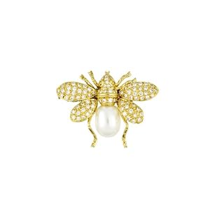 18K Gold Yellow Pin Bee Pendants by 