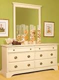 Pasadena Large Double Dresser and Mirror w/ Wood Knobs Collector's Cherry