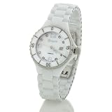 Rougois Womens Soft White Pearl Ceramic Diamond Watch