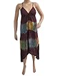 Boho Beach Coverup Dresses Brown Hippy Tie Dye Cotton Dress Small Size