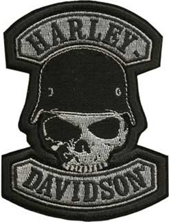 Harley Davidson Motorcycle German Helmet Skull Patch for Jacket Vest Shirt