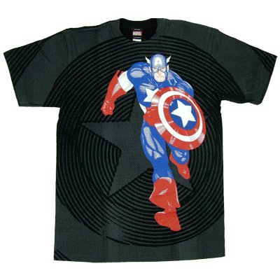 MARVEL CAPTAIN AMERICA "STAR CHARGER" Black Licensed Tee