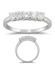 1/2 (0.46-0.55) Cts Diamond Five Stone Ring in 18K White Gold