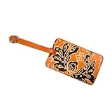 Cruelty Free Leather Luggage Tag - Orange - Fair Trade