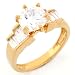 Cheap 14k Gold Baguette Sparkling Round CZ Engagement Ring On Sale