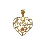 Duragold 14k Yellow Gold Open Filigree Heart-Shaped I Love You Charm