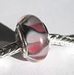 Murano Style Glass Lampwork 925 Bead Fits Pink, Black and White Swirl, 14mm (1)