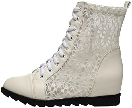 WUXING Spring Cool Black White Lace Pierced Breathe Short Boots Women (6 B(M)US, beige)
