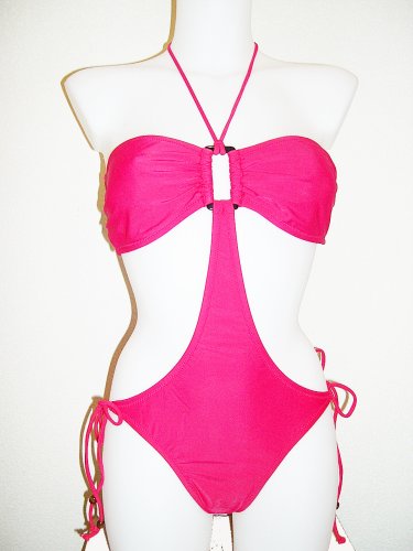 Womens Sexy Red Bandeau Monokini One Piece Bikini Swimsuit