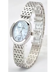 Royal Crown 6309 Womens Jewelry Waterproof Watch Silvery Round Dial Stainless Steel Band Watch