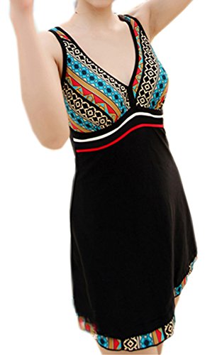 Women's Halter Deep V One-Piece Swimsuit Bikini(FBA)