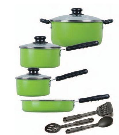 Gibson Colorsplash Merville 10-Piece Cookware Set. Green
